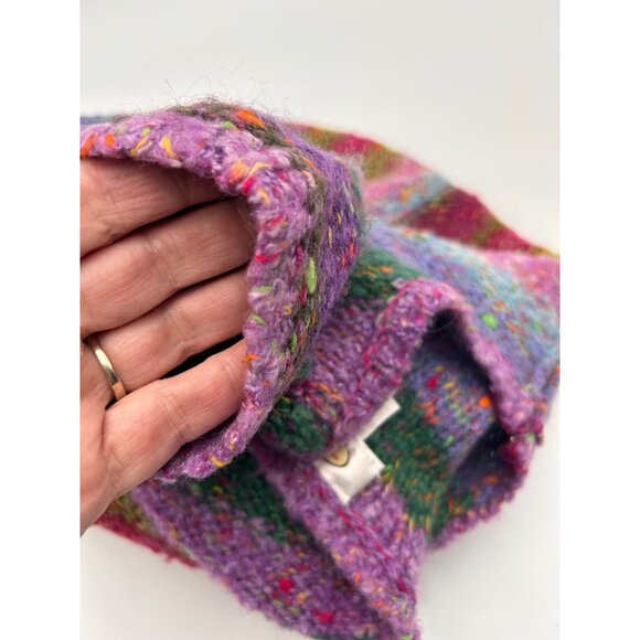 TALBOTS Womens XL VTG Two-Way Zip Cardigan Sweater Multicolor Striped Wool Blend - Picture 12 of 12